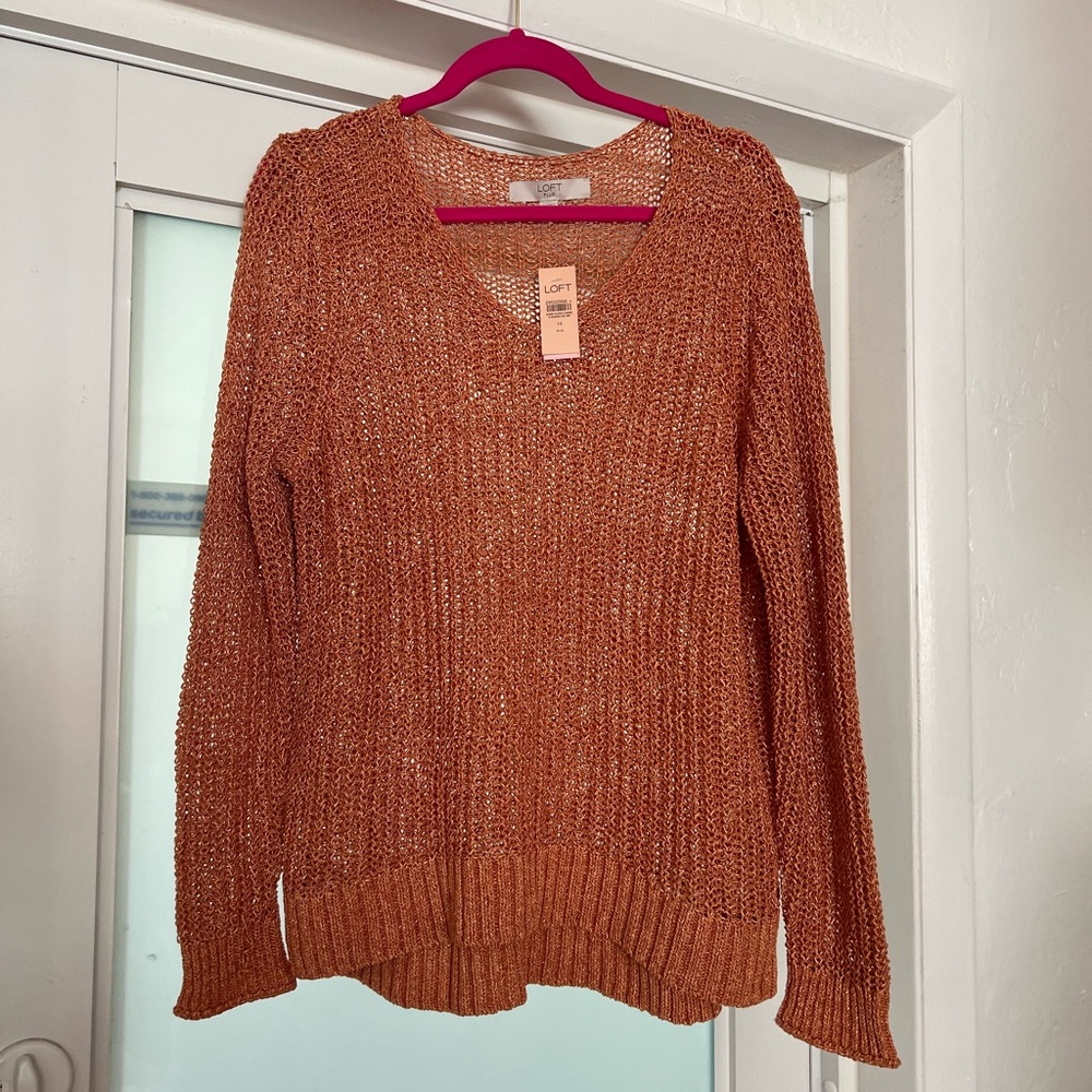 NWT Loft Plus Metallic Terracotta Sweater
